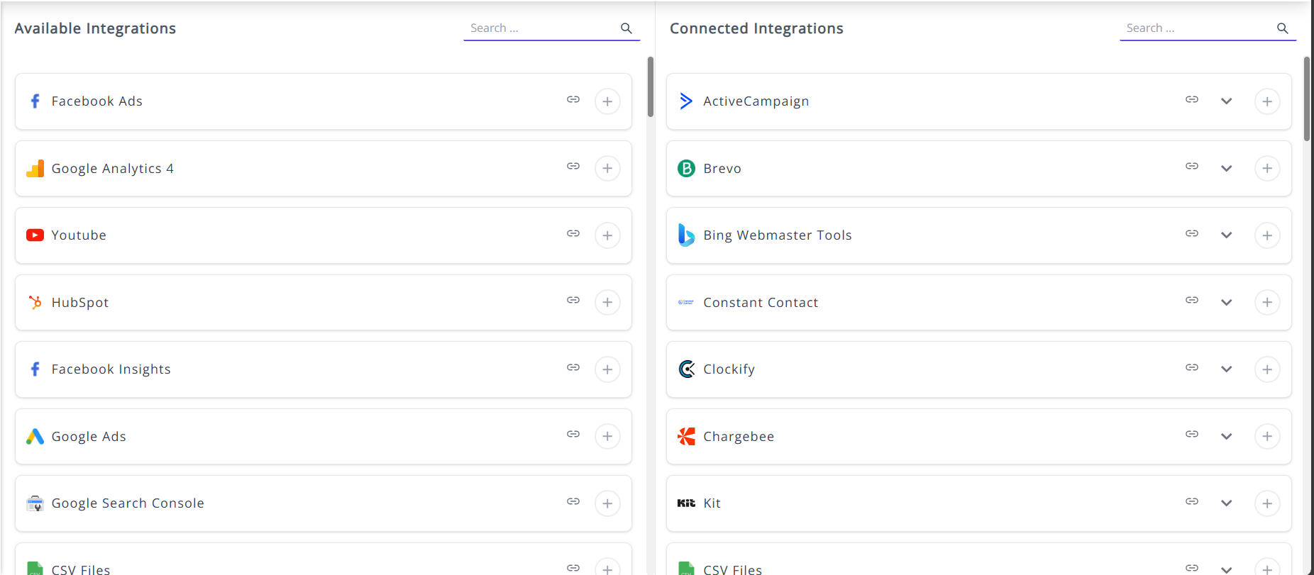 Integrations Page